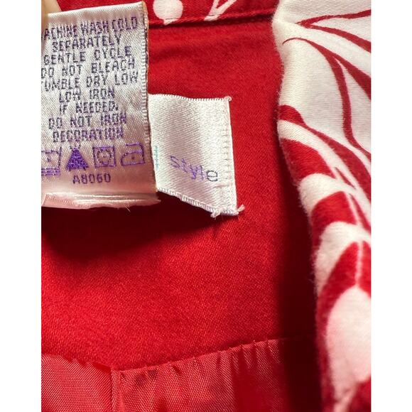 Susan Graver Full Zip Jacket Blazer Womens XS Red Floral Long Sleeve Embellished - Picture 13 of 15